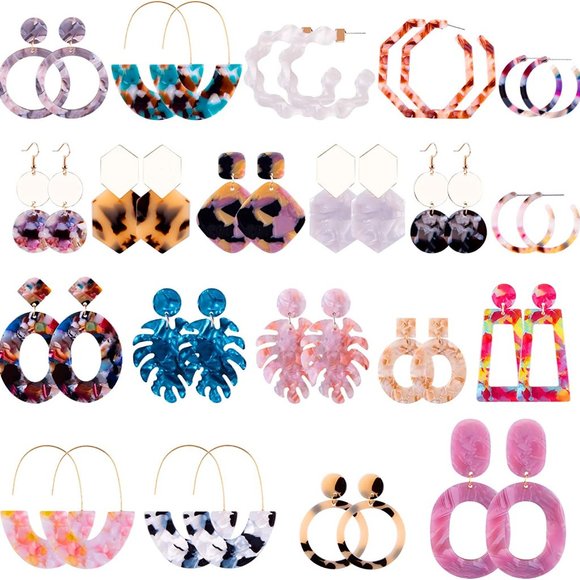 Other - New 20 Pairs Acrylic Earrings Statement Earrings Resin Drop Dangle